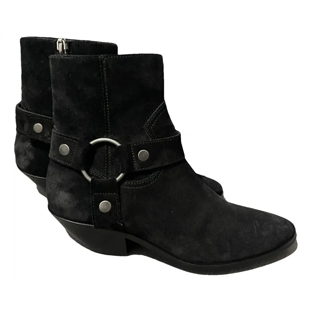 Saint Laurent “Blake” Black Suede Harness Ankle Boots Women’s EU 40 (US 9.5–10) - Picture 2 of 15
